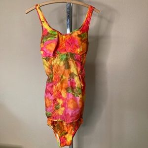 Vintage 1960's Bright Color Miss Hawaii Two Piece Swimsuit Bathing Suit Pinup
